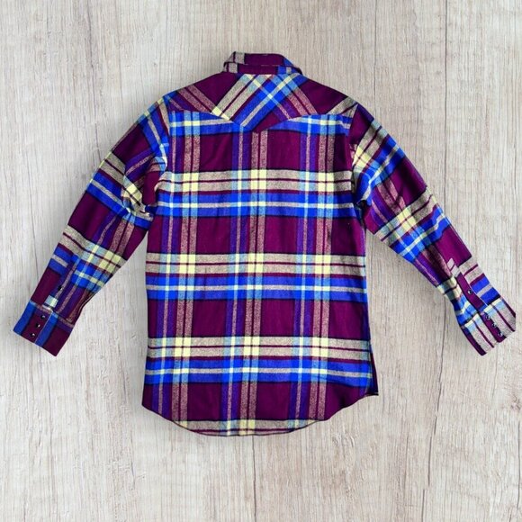 NWT Deadstock WRANGLER Plaid Flannel MW5141M Snap Button Down Shirt Mens M - Picture 6 of 8